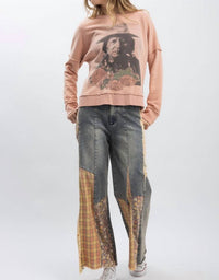 Blue Velvet - Women's Sitting Bull Print Long Sleeve Pullover