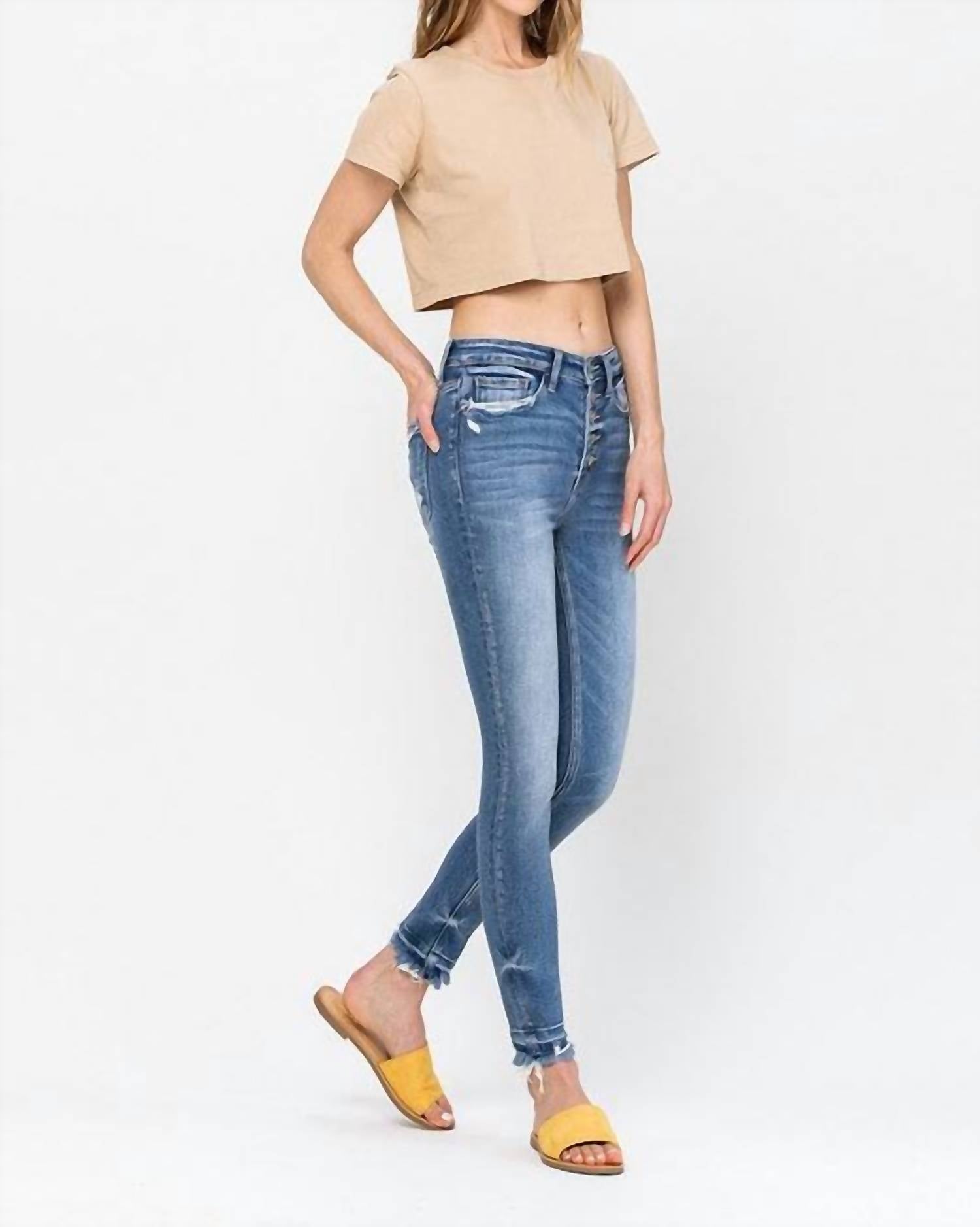 High Rise Hem Crop Skinny Jean