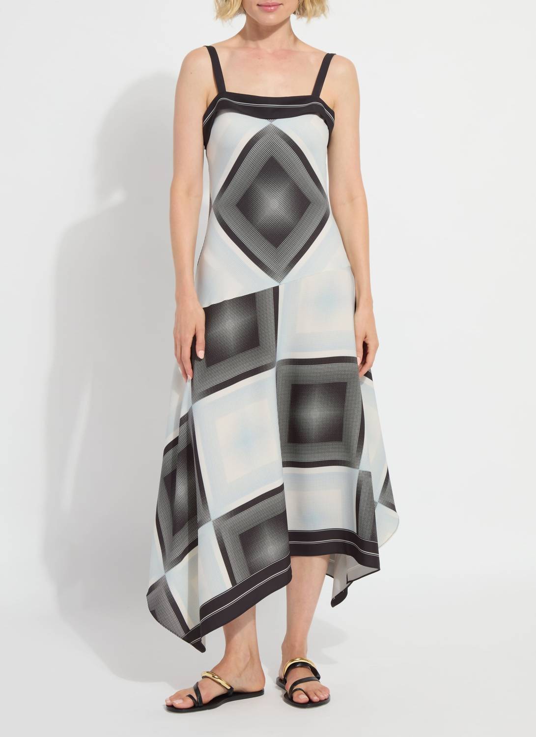 Lysse Asymmetric Maxi Dress in black multi - women's dress