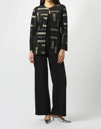 Joseph Ribkoff - Solana Scuba And Leatherette Collarless Jacket