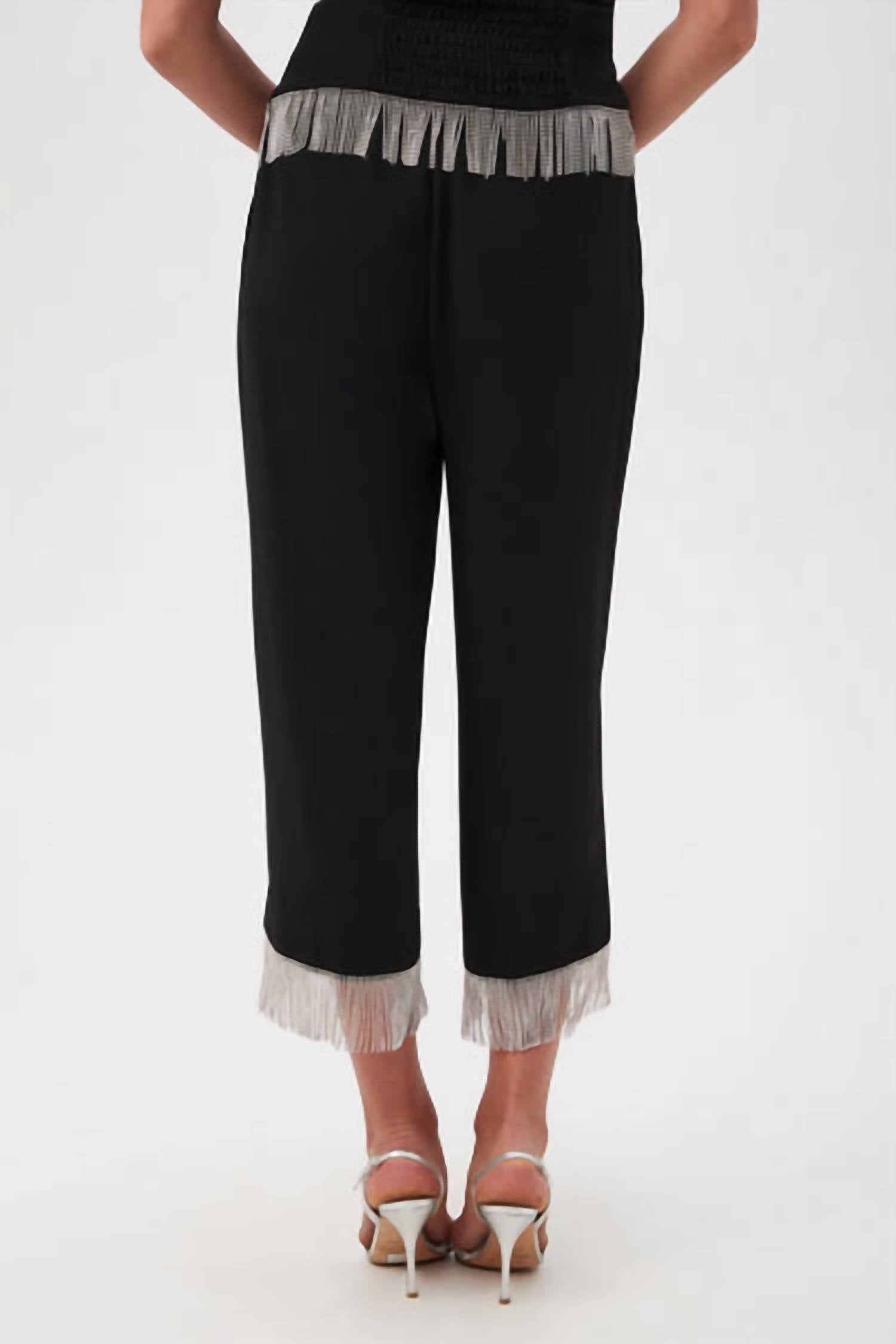 Trina Turk - Oberon Rhinestone Fringe Cropped Pants