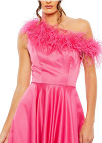 MAC DUGGAL One Shoulder A-line Gown in hot pink - women's dress - alternate view