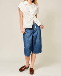 Aaron & Amber - Belted Detail Button Top