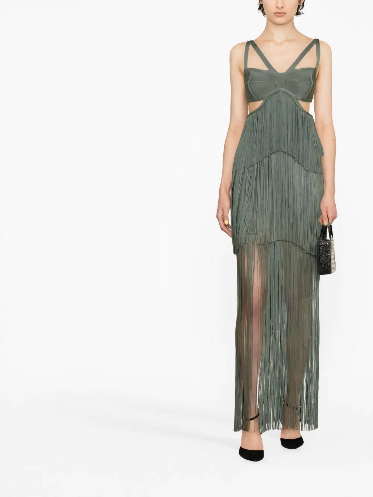 Herve Leger - Tiered Fringe Maxi Gown