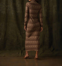 The Normal Brand Reverse Fair Isle Maxi Dress in beige - women's dress - detail view