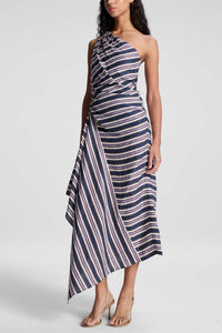 A.L.C. - Lyn One-shoulder Striped Linen Midi Dress