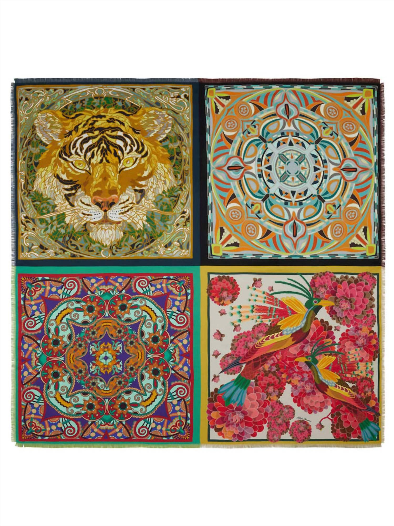 Franco Ferrari - Fancy Reversible Multi Silk Square Scarf