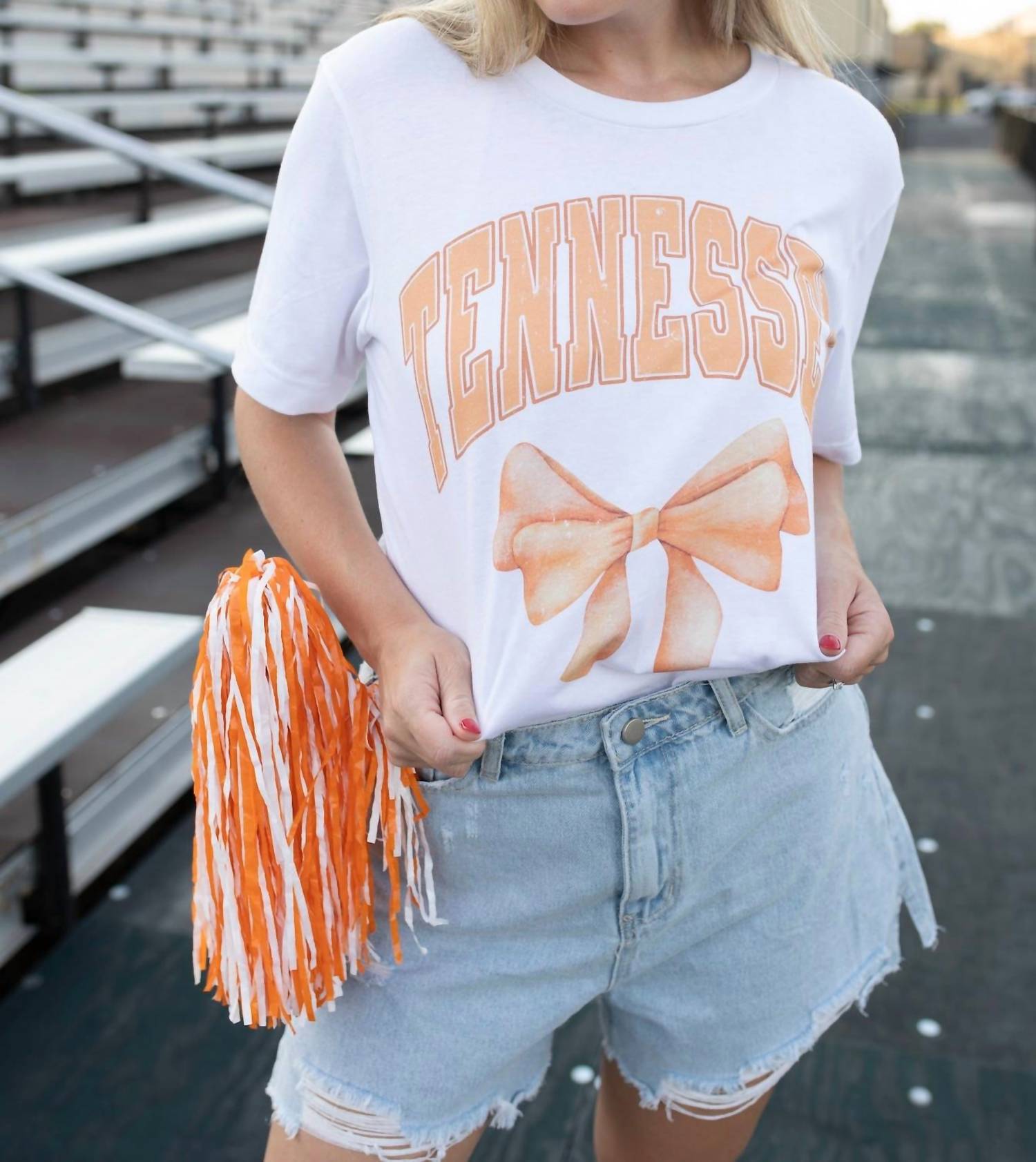 Canvas Apparel Tennessee Spirit Bow Short Sleeve Tee in white - women's t-shirt - alternate view