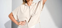 Joseph Ribkoff - Nylon Hooded Short Sleeve Boxy Jacket