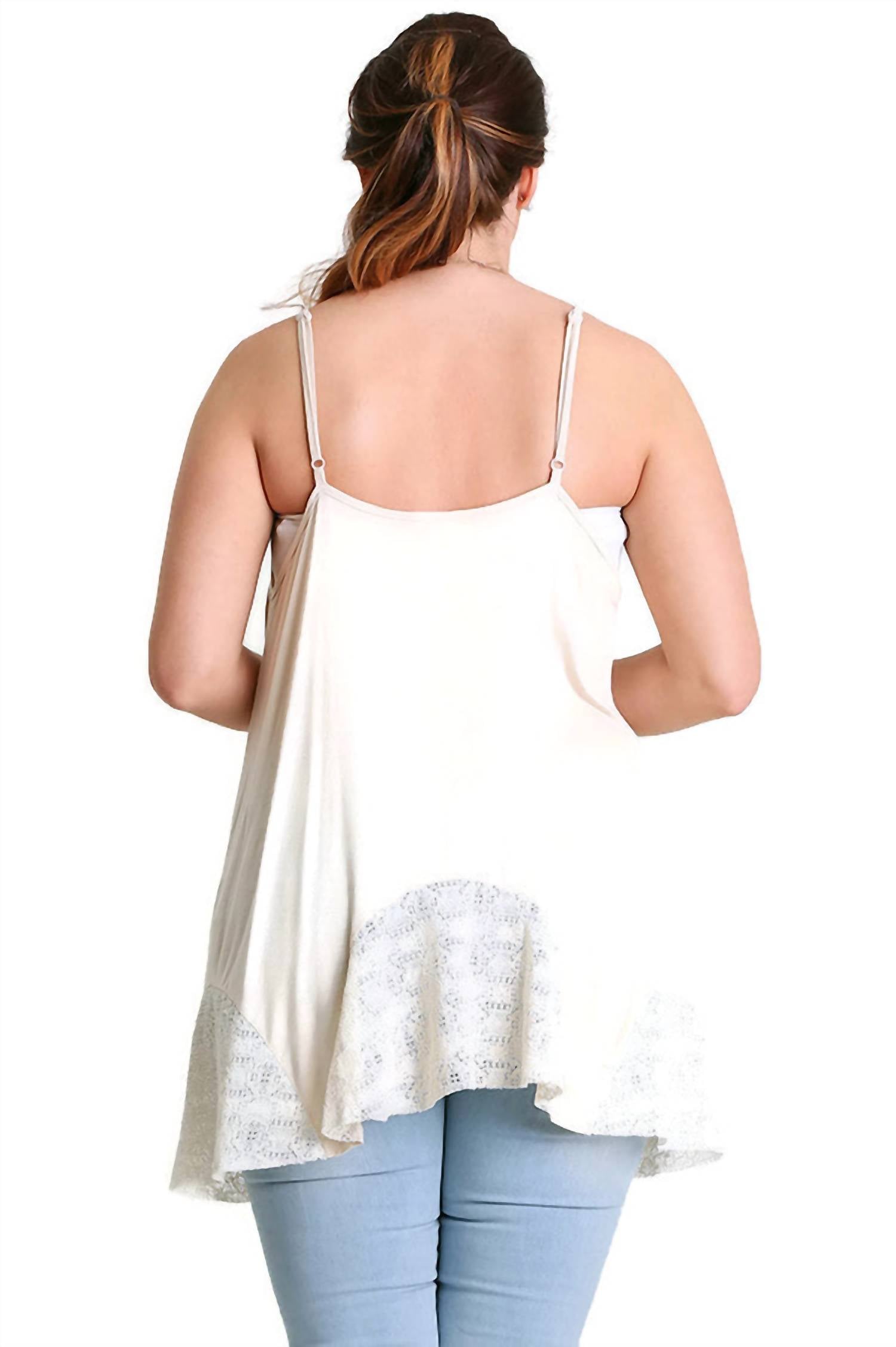 Umgee - Lace Flared Tank Top
