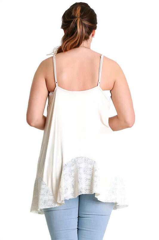 Umgee - Lace Flared Tank Top