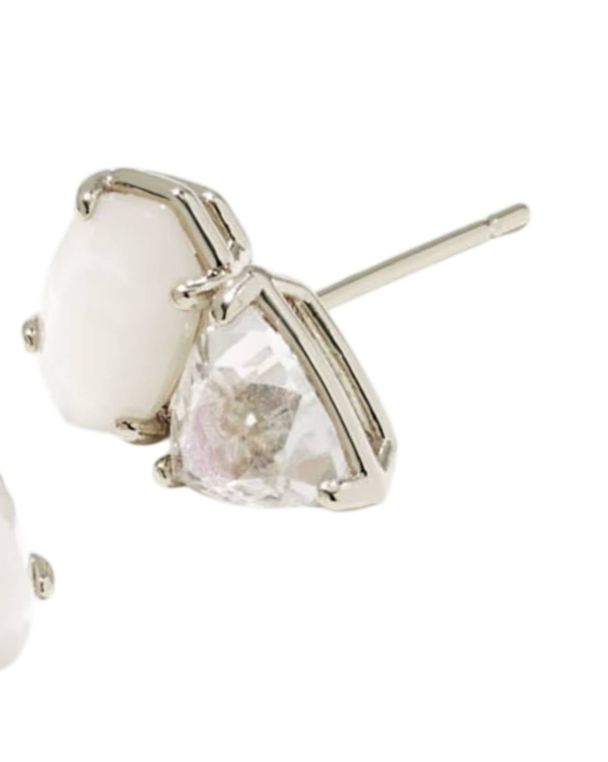 Kendra Scott Women's Tatum Stud Earrings in silver neutral mix - women's jewelry - detail view