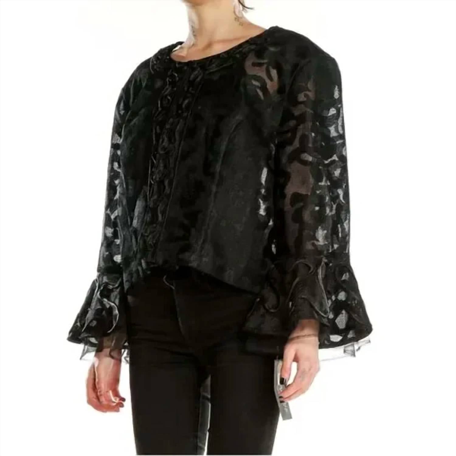 Terramina - Lace Bell Sleeve Crop Top