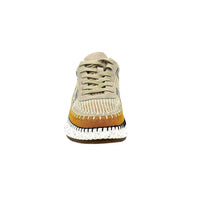 Renato Garini Women's Alexis Patchwork Sneaker in mustard beige - women's sneaker - alternate view