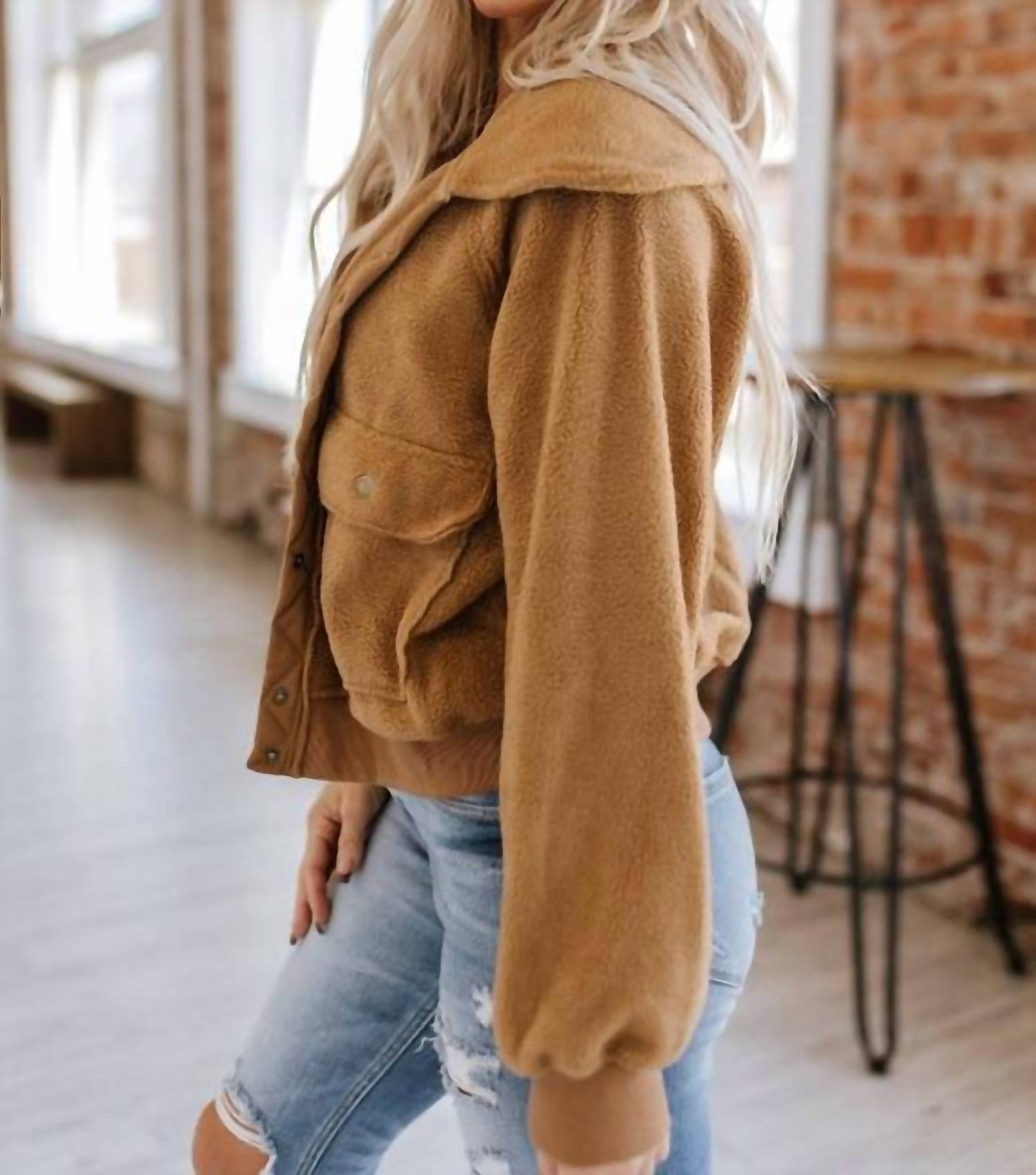 Liam & Company - Adalee Button Pocket Fleece Jacket