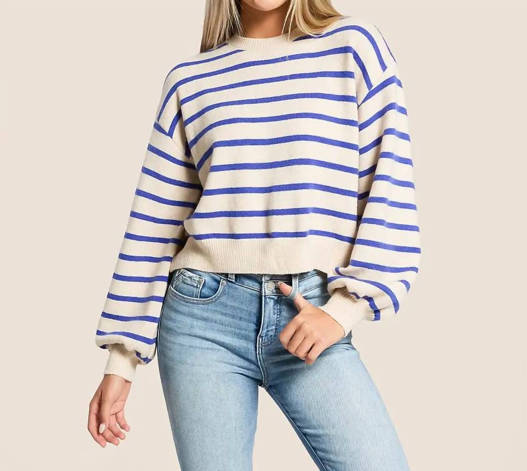 Hyfve - Striped Boxy Crew Neck Top
