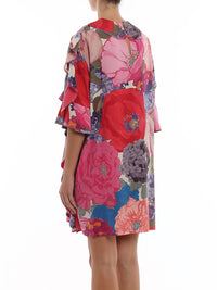 Valentino - Floral Silk Flounced Dress