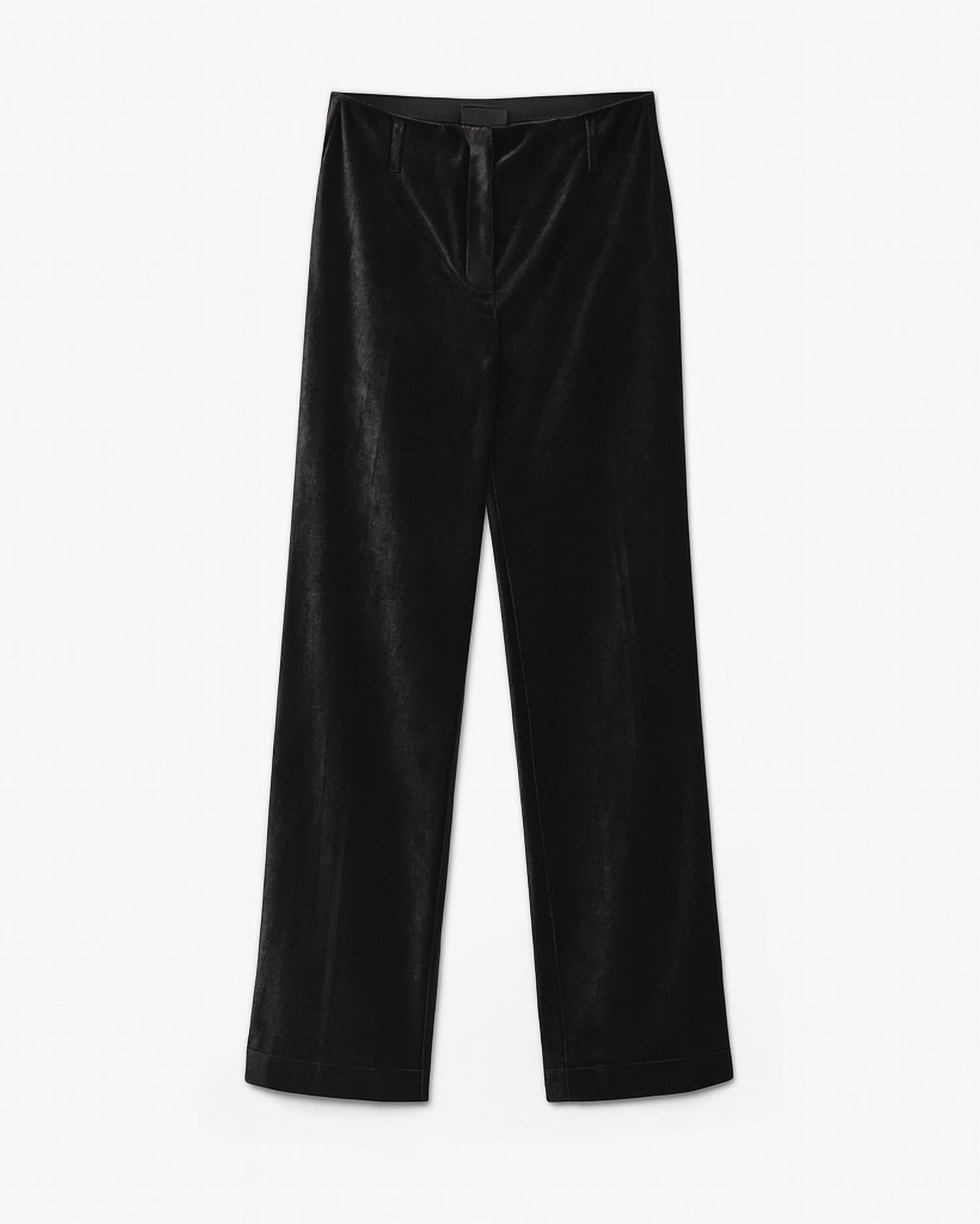 forte forte Women's Stretch Velvet Flared Trousers in noir black - women's pants