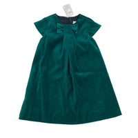 Florence Eiseman Girls' Velvet Pleat And Satin Bow Dress in green - kids' dress