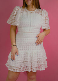 Just Me Micah Eyelet Mini Dress in white - women's dress - view 4