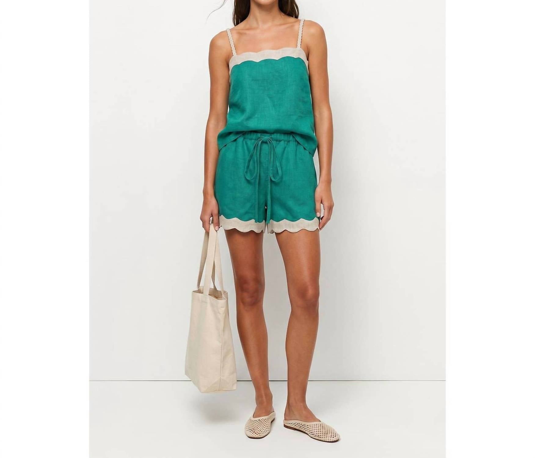 Naked Zebra - Scallop Trim Linen Shorts