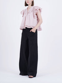 SEA Lilith Flutter Sleeve Top in blossom - women's blouse - detail view