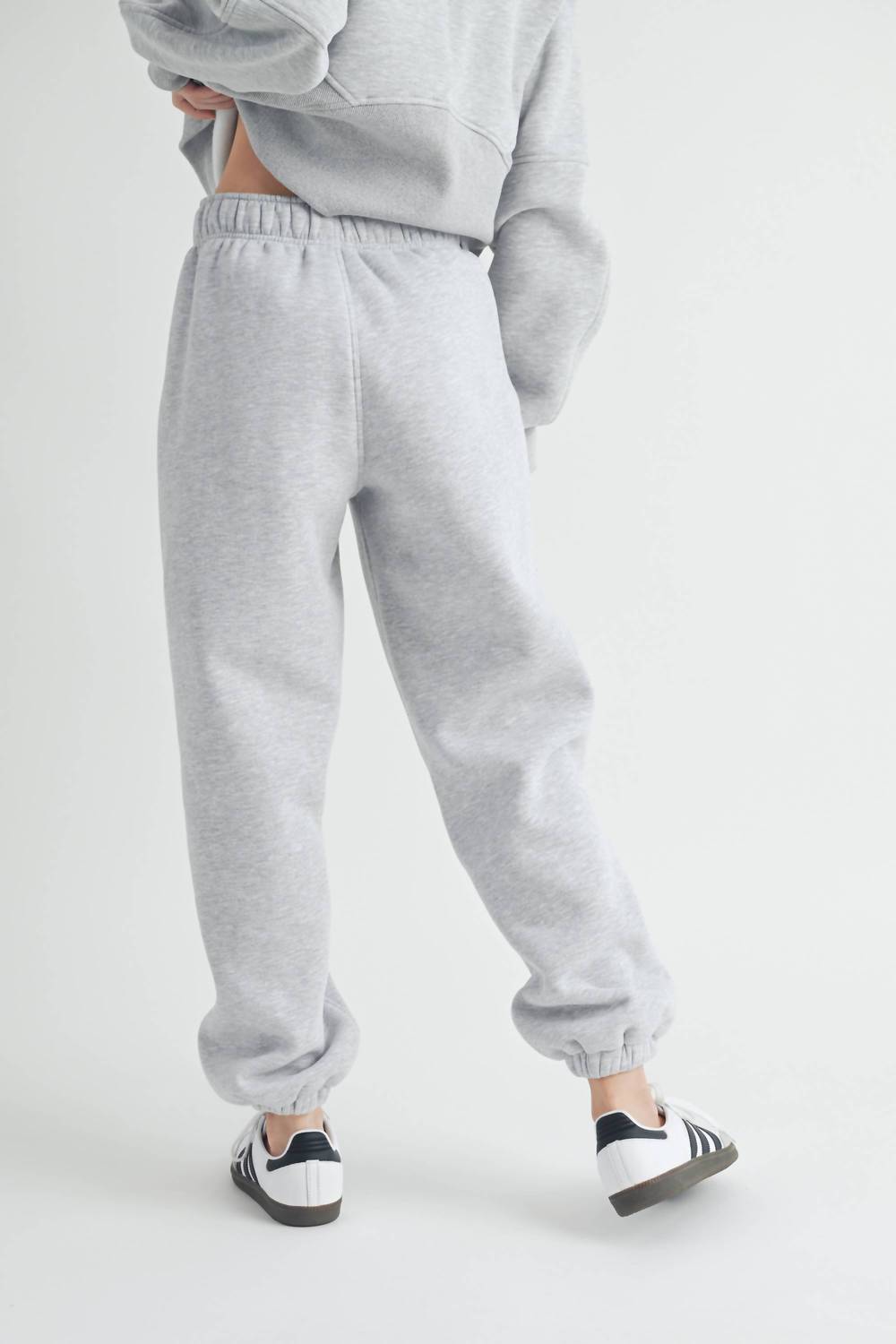 AEMI + CO Rani Joggers in heather gray - women's pants - detail view