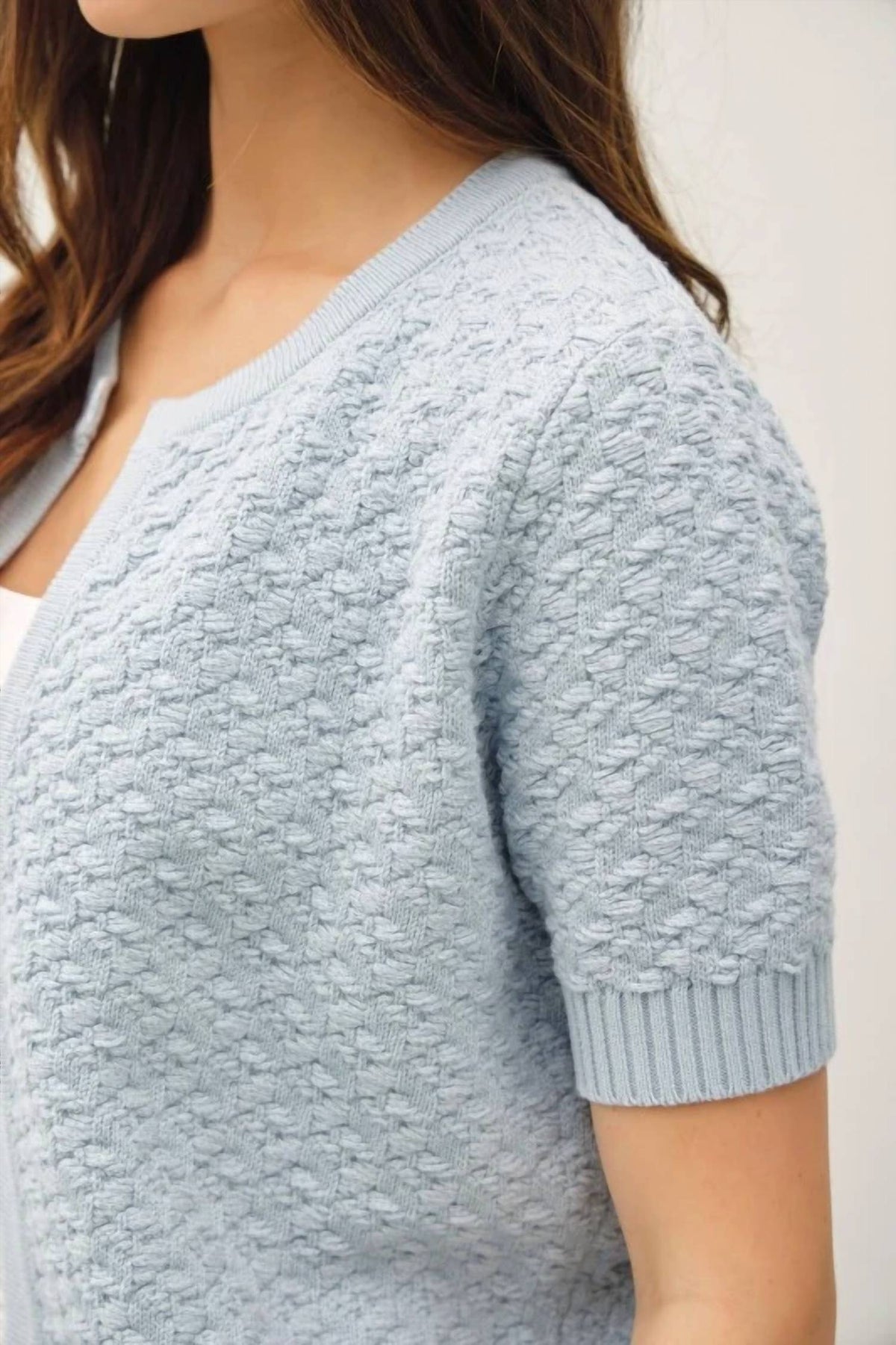 Be Cool - Textured Short Sleeve Cardigan
