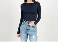 Rd Style - Boatneck Long Sleeve Bodysuit