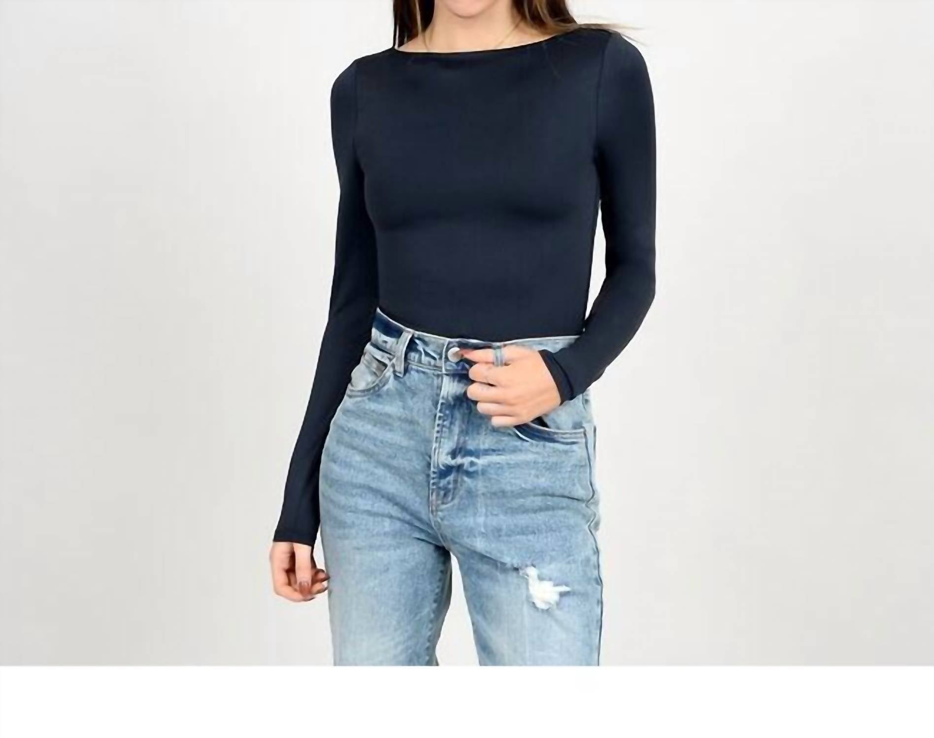 Rd Style - Boatneck Long Sleeve Bodysuit