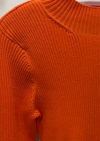 Madison Hill Women Ribbed Knit Mock Turtleneck Sweater in orange spice - women's sweater - detail view