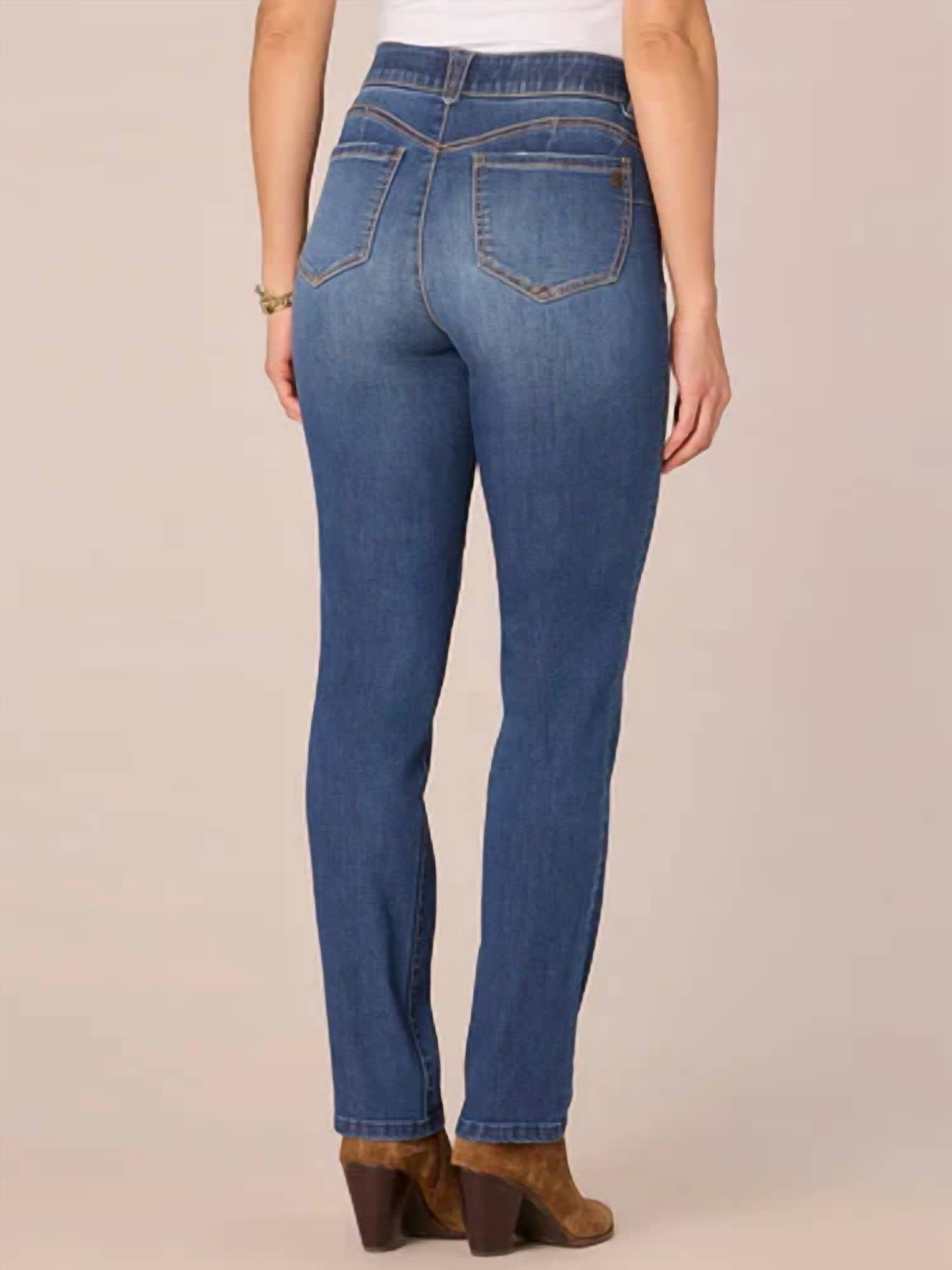 Democracy - Ab Solution Mid Rise Straight Leg Jeans With Angled Dart Seams