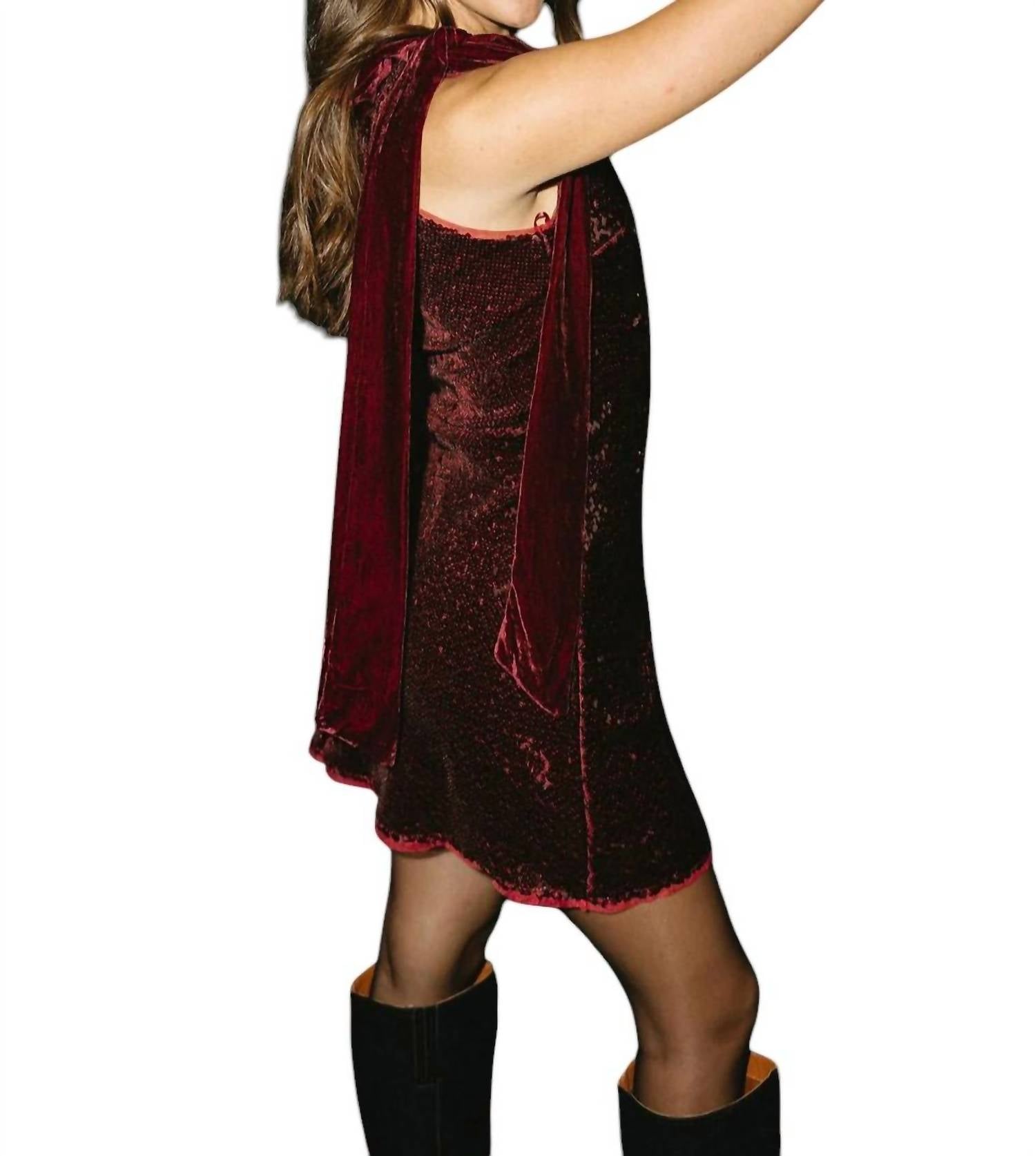 Anna Grace - Giana Sequin & Velvet Tie Mini Dress