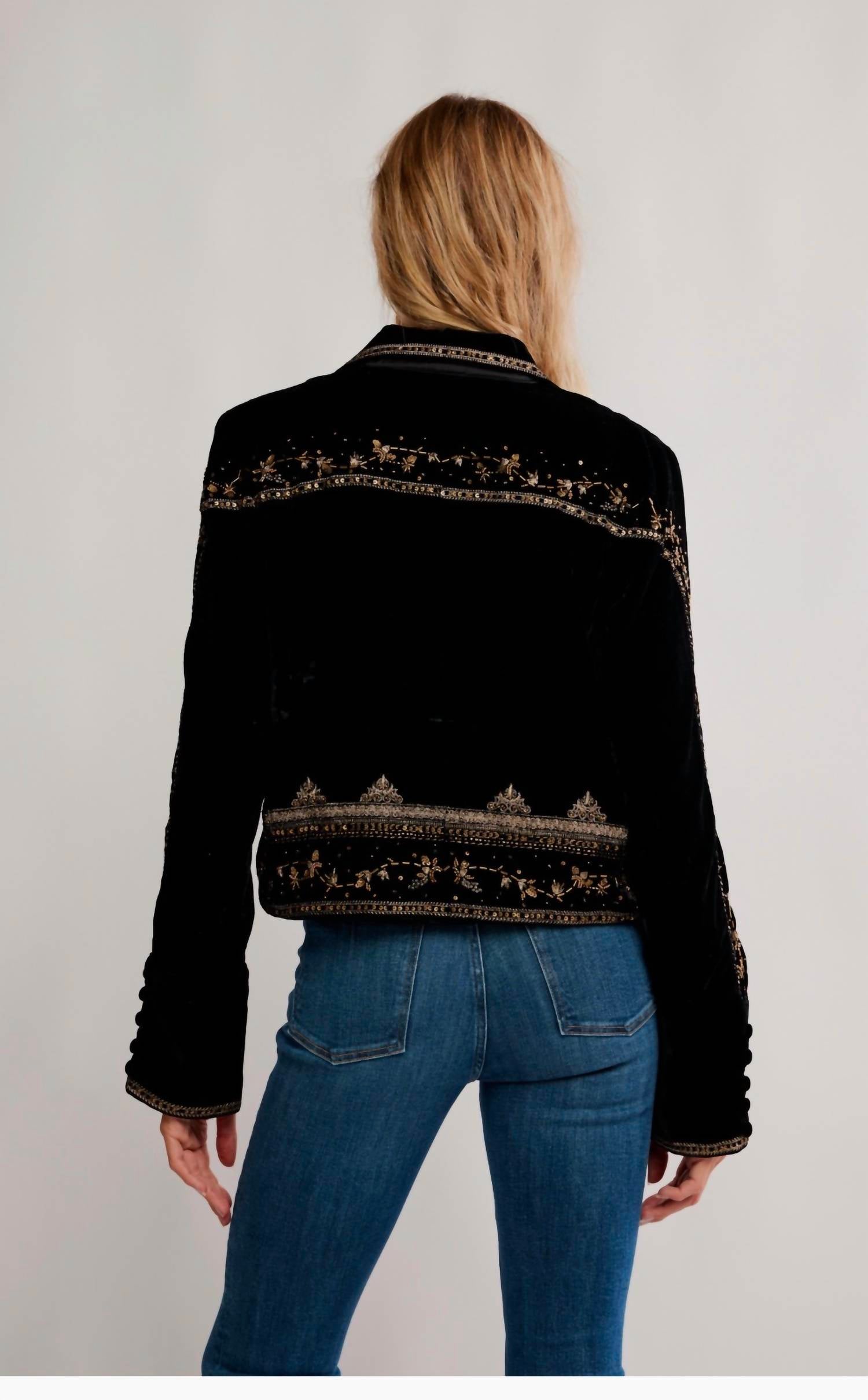 Free People - Maxxie Embellished Velvet Jacket