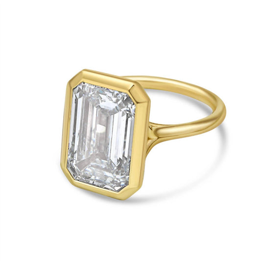 Diana M Jewels - 10.00 Ct Emerald-cut Lab-grown Diamond Bezel Solitaire Ring
