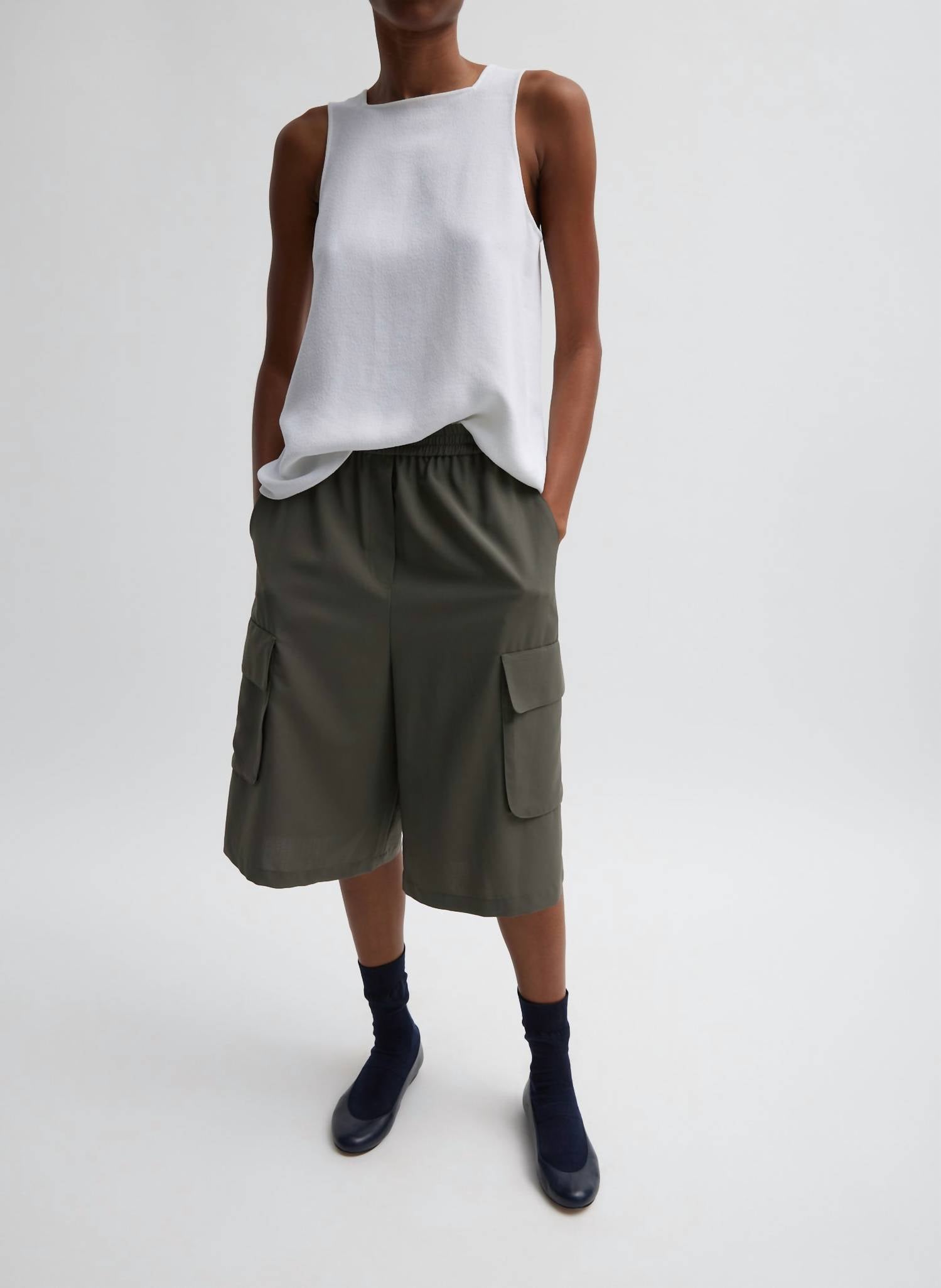 Tibi - Sable Square Neck Cross Back Tank Top