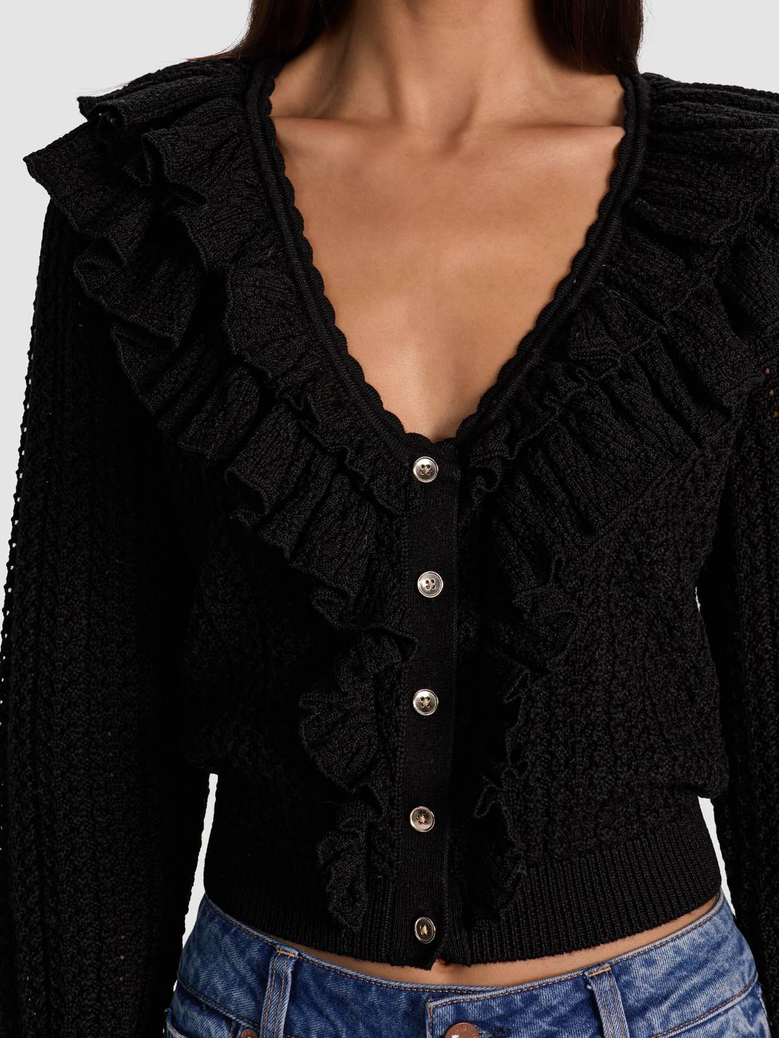 Alice + Olivia - Women's Eileen Ruffle Cardigan