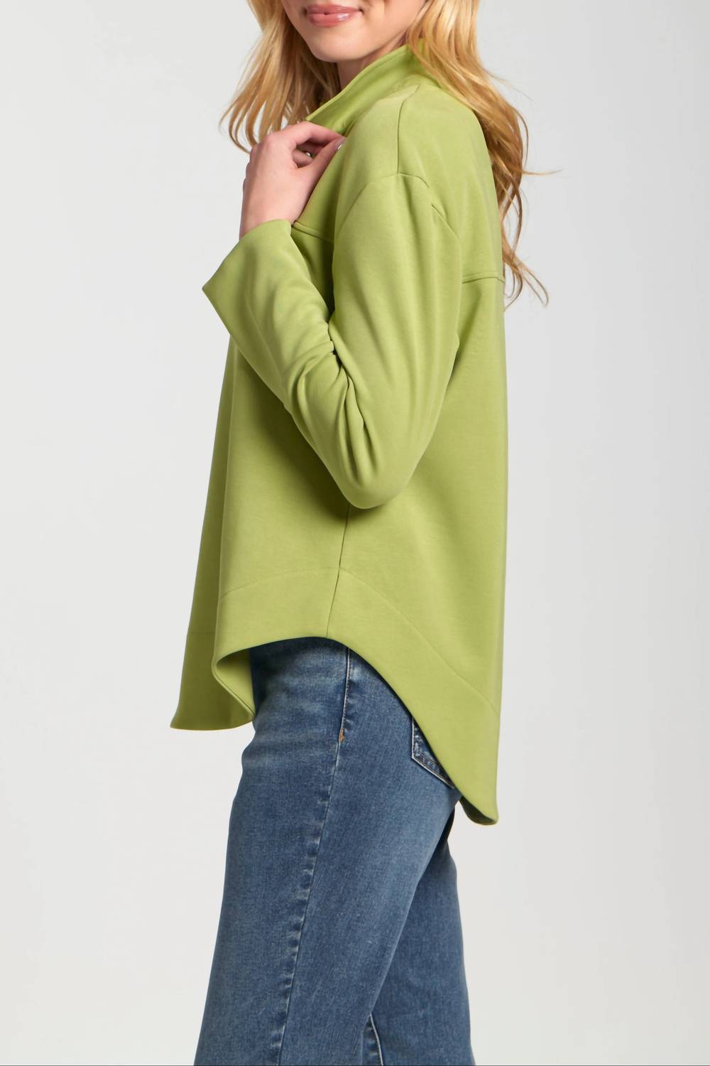 Apny - Grommet Long Sleeve Placket Top