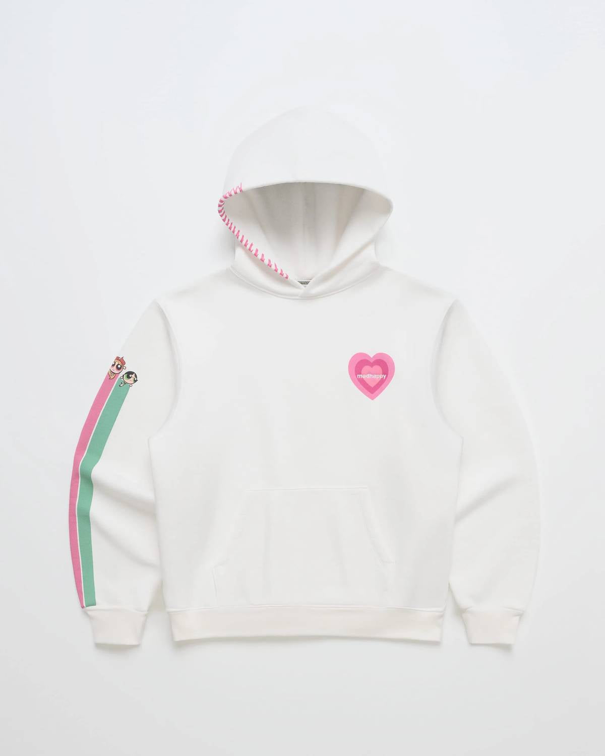 Madhappy Powerpuff Girls Fleece Hoodie in white - women's top - detail view