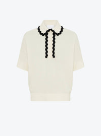 Molli - Rickrack Collar Loose-fitting Knit Top