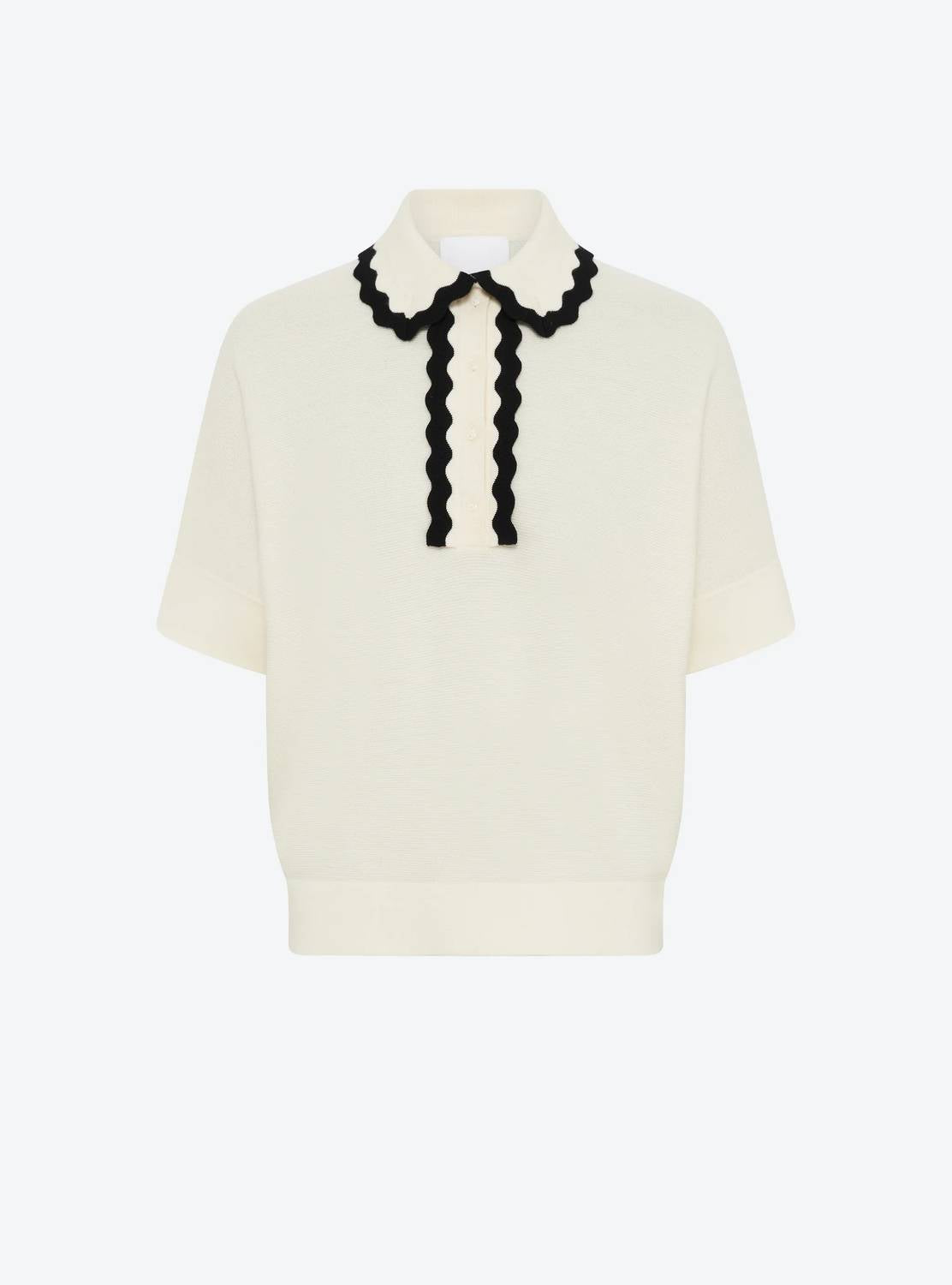 Molli - Rickrack Collar Loose-fitting Knit Top