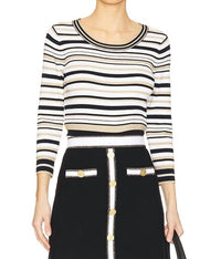 L'Agence - Yukio Striped Crop Crew Top