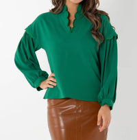 Emily Mccarthy - Orchid Scalloped Blouson Sleeves Top