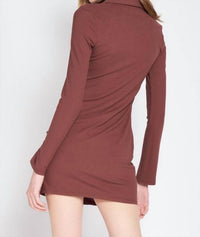 She + Sky - Ruched Suede Button Mini Dress