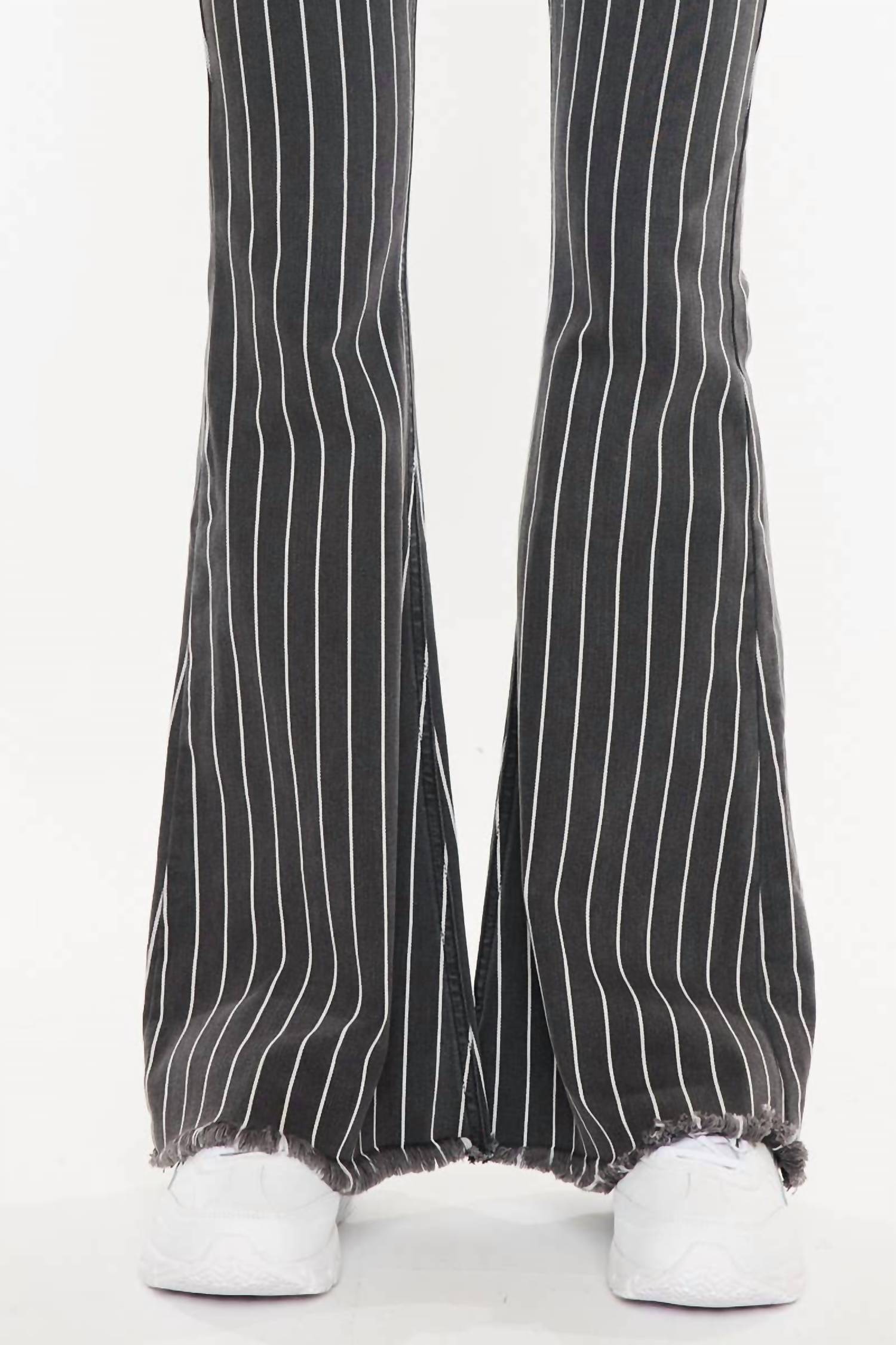 Kancan - Stripe Pants With Frayed Hem
