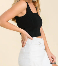 Umgee - Knit Square Neck Crop Tank Top