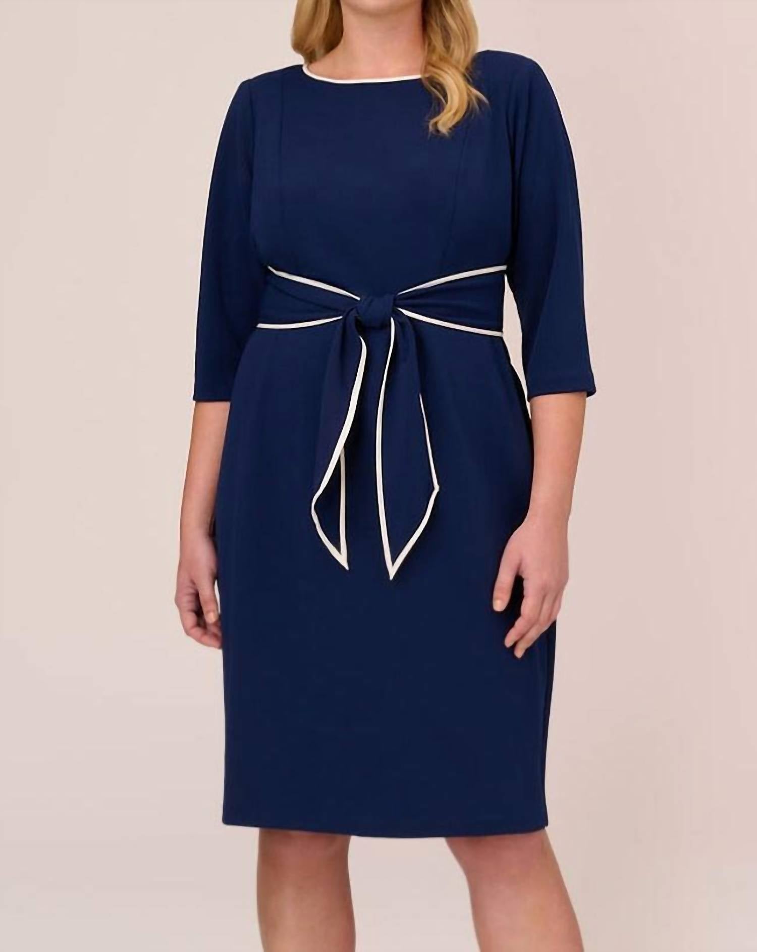 Sateen Knit Crepe Tie Dress