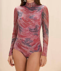 PatBo Twist Long Sleeve Bodysuit in pink - women's shirt - alternate view