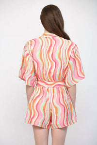 Fate - Stripe Button Down Romper