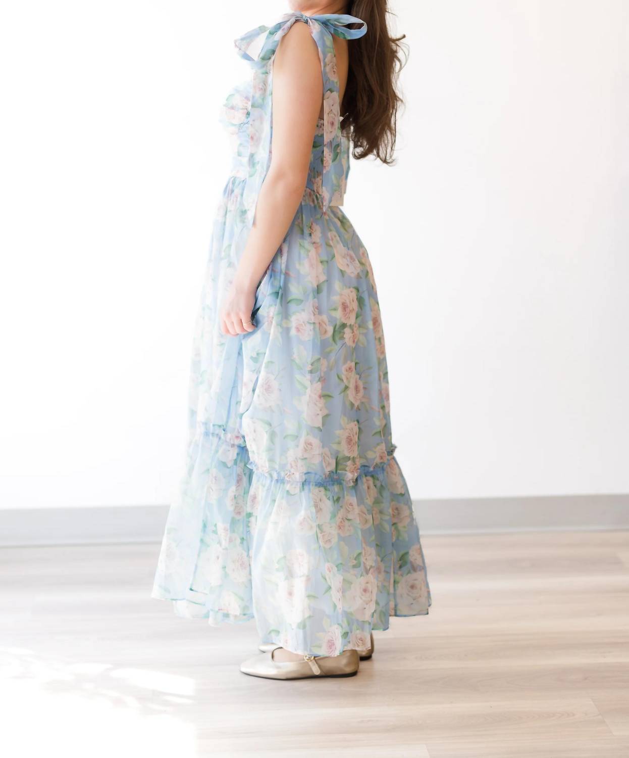 Mable - Organza Ruched Tiered Midi Dress